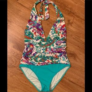 Ralph Lauren Swim Halter-Tie Ruched Suit